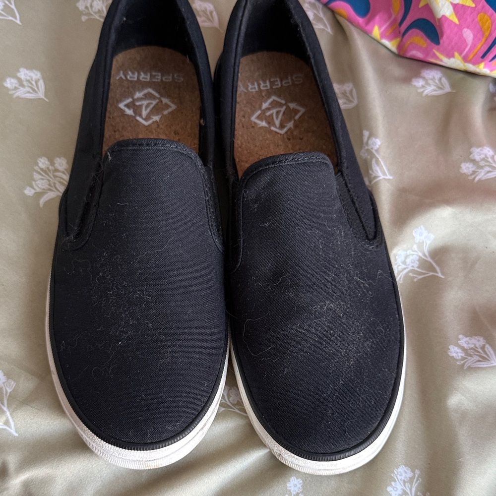 Sperry Black Canvas Slip-On Sneakers